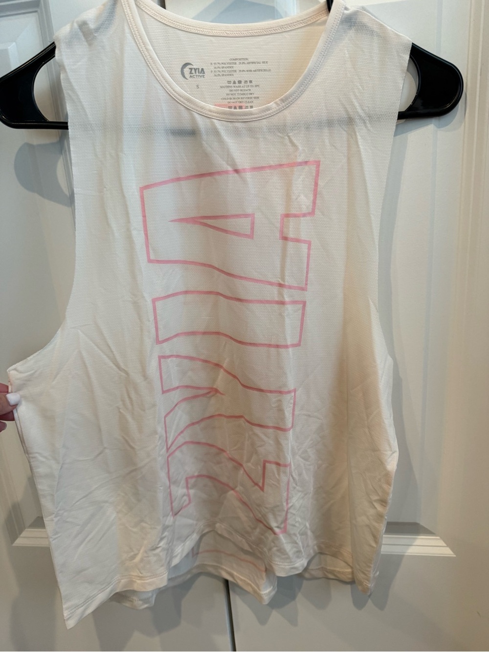 Zyia Active *retired* Sheer Tank Top with Pink Graphic